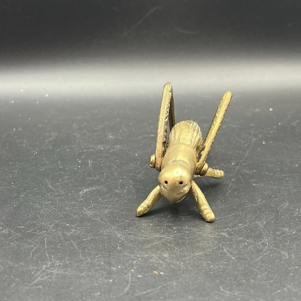 Vintage Brass Grasshopper Cricket‎ Locust Figurine Paperweight Bug 4